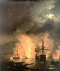 Ivan Constantinovich Aivazovsky Famous Paintings - Battle of Chesma